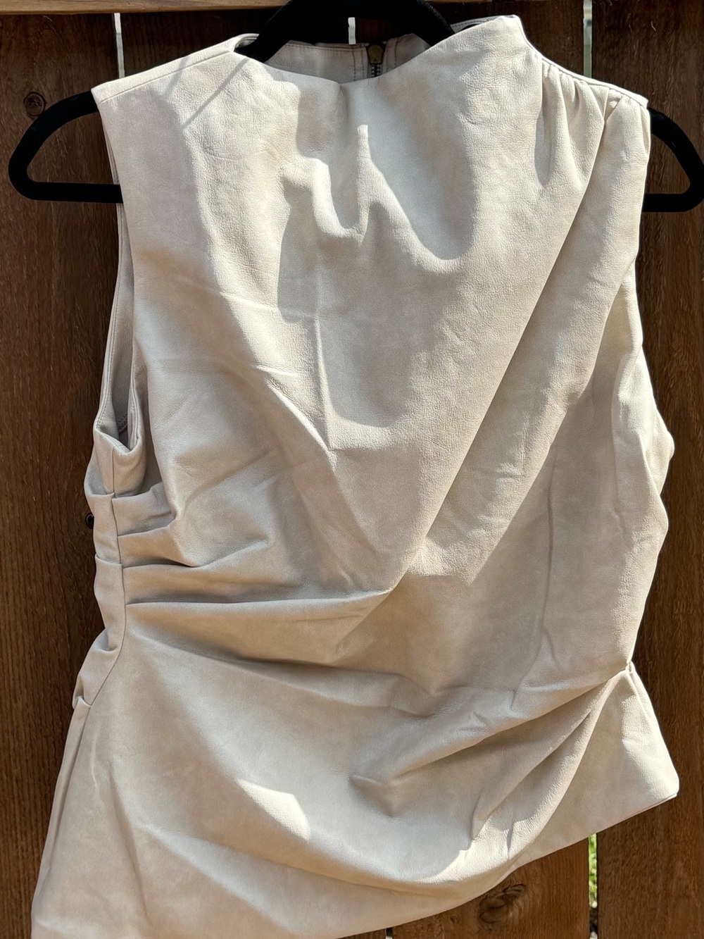 Sleeveless Cream Faux Leather Women’s Top